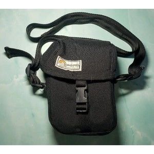 LowePro Camera Lenses Bag Black Seatbelt Strap & Blue Interior Divided Vintage